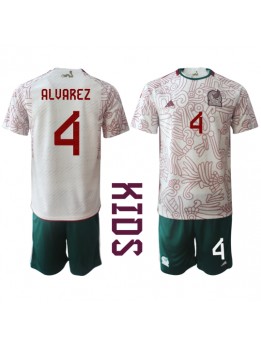Billige Mexico Edson Alvarez #4 Bortedraktsett Barn VM 2022 Kortermet (+ Korte bukser)